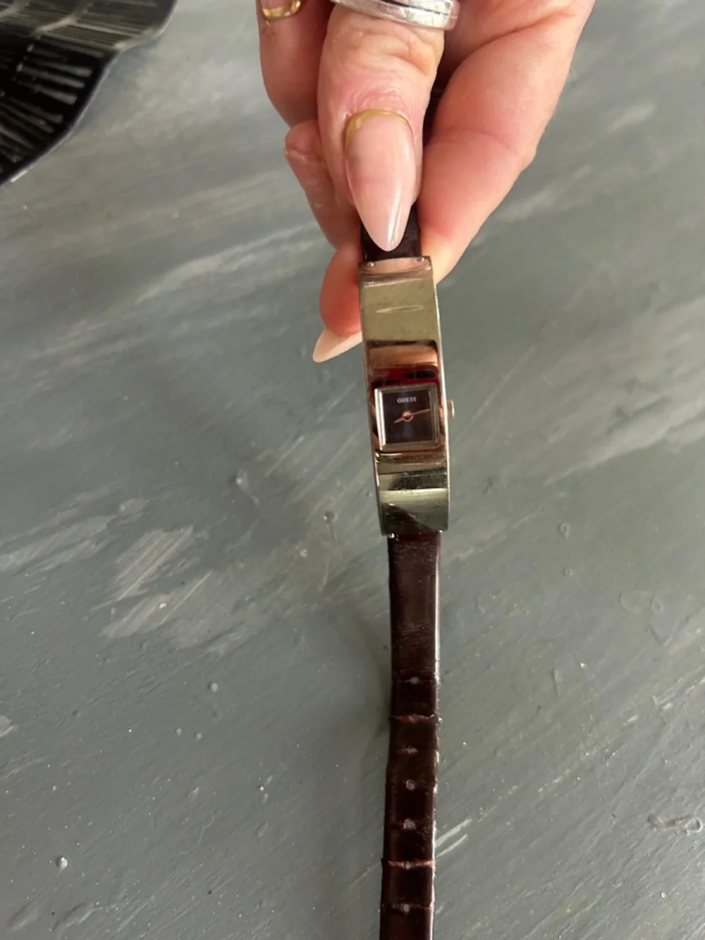 Vintage Guess Women's Silver Bangle Watch with Black Dial - Picture 4 of 6